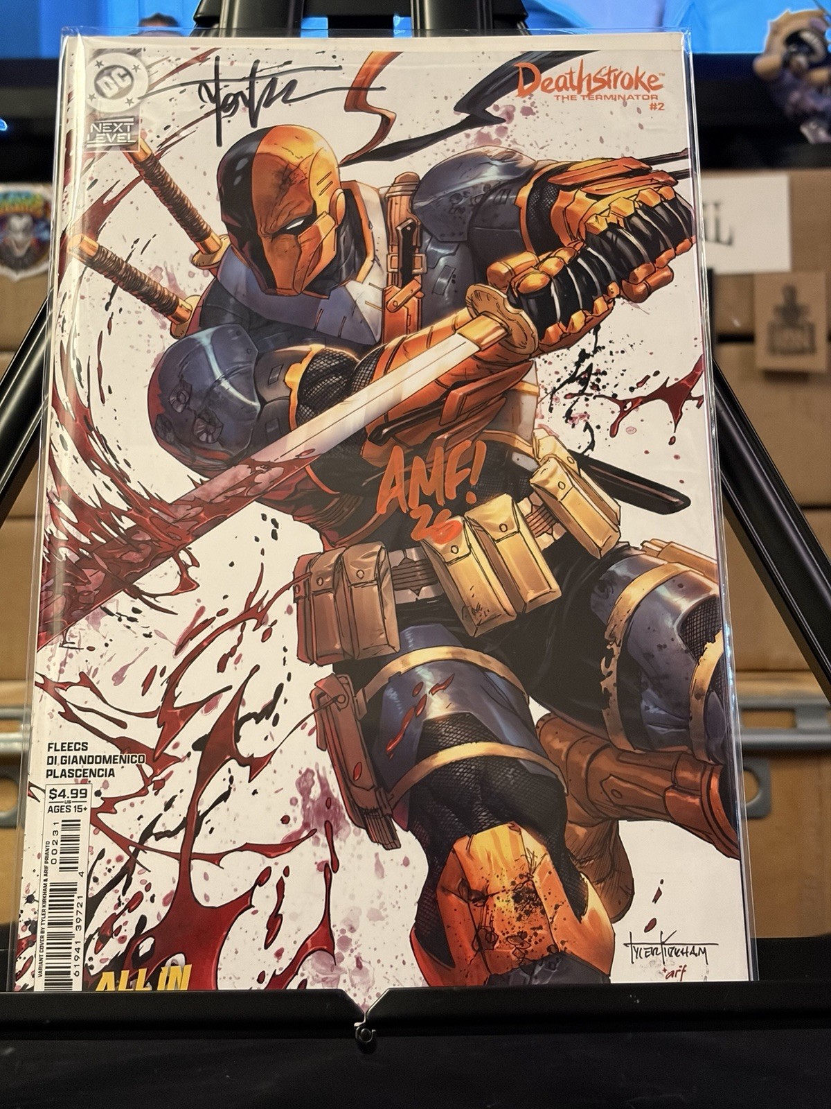 DOUBLE SIGNED Deathstroke The Terminator Vol 2  #2 Tyler Kirkham Battle Damaged