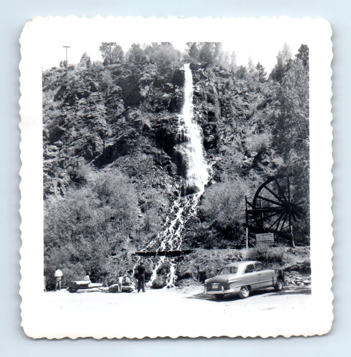 Old Vintage Square Photo WATER WHEEL CLEAR CREEK IDAHO SPRINGS CO 1949 FORD