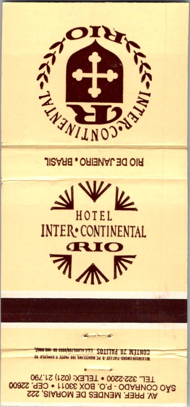 Hotel Inter Continental Rio Vintage Matchbook Cover TMM25-4