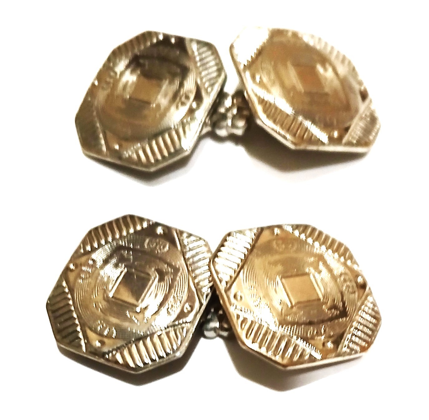 VINTAGE. 2 PC. TALON GRIP, TRADE MARK BRAND. 14K GOLD FACE. CUFFLINKS. VERY NICE