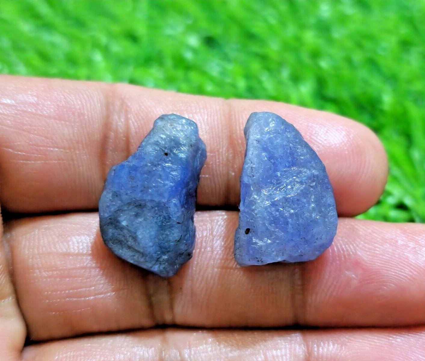 Ultimate Rare Earth Mined Blue Tanzanite Raw 2 Piece Size 23-24 MM Rough Jewelry