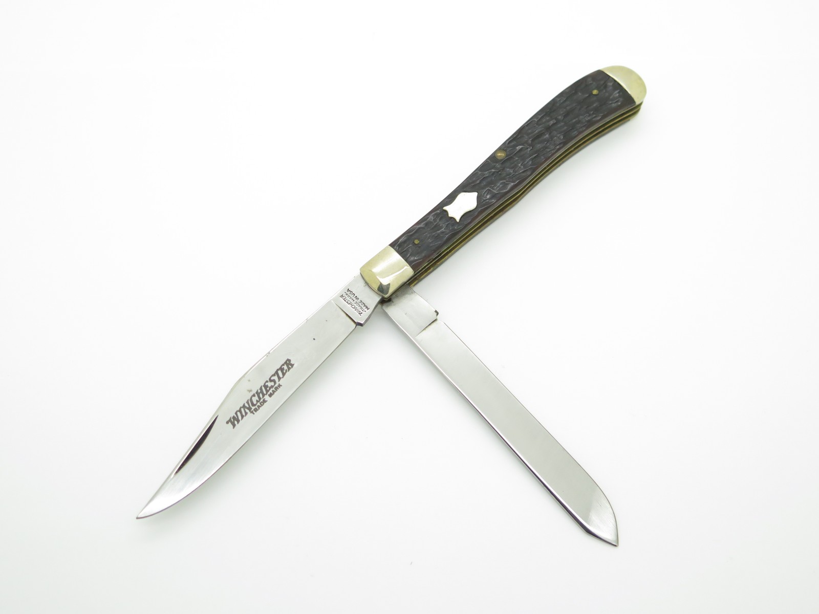 Vintage 1987 Winchester USA 2904 Jigged Bone Trapper Folding Pocket Knife Vintage 1987 Winchester USA 2904 Jigged Bone Trapper Folding Pocket Knife