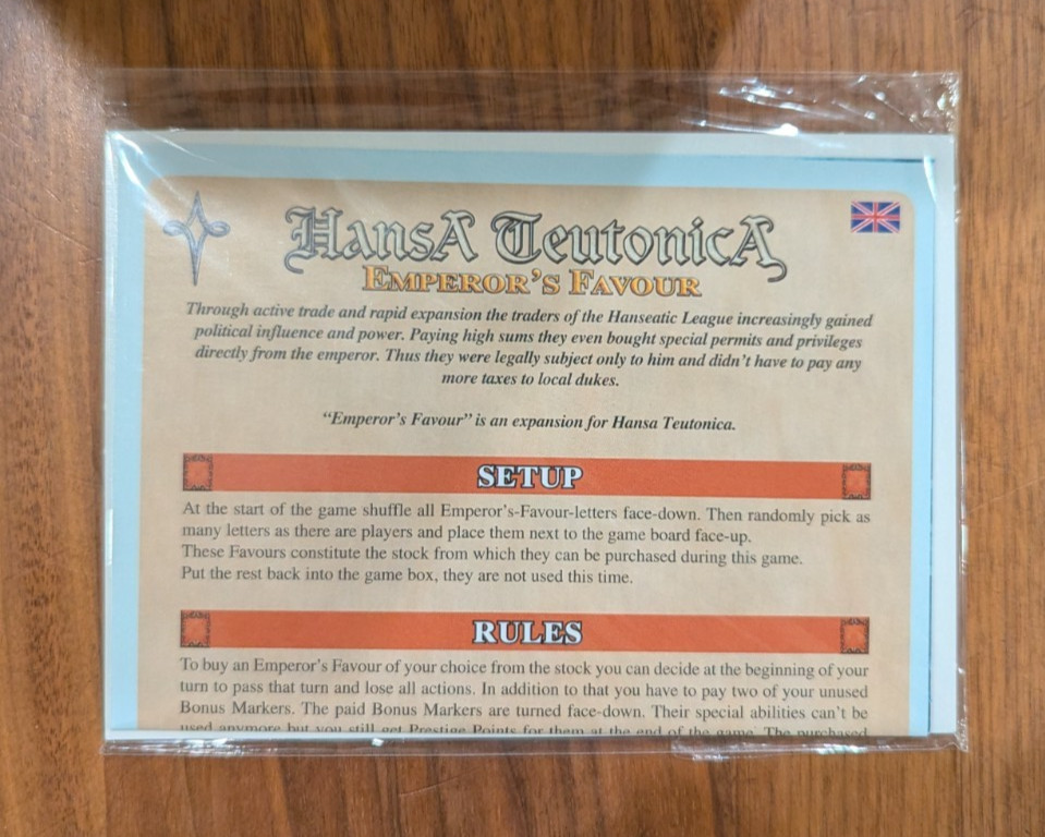 NEW Hansa Teutonica PROMO - Emperor\'s Favor Bag Advent Calendar #4 NEW Hansa Teutonica PROMO - Emperor\'s Favor Bag Advent Calendar #4