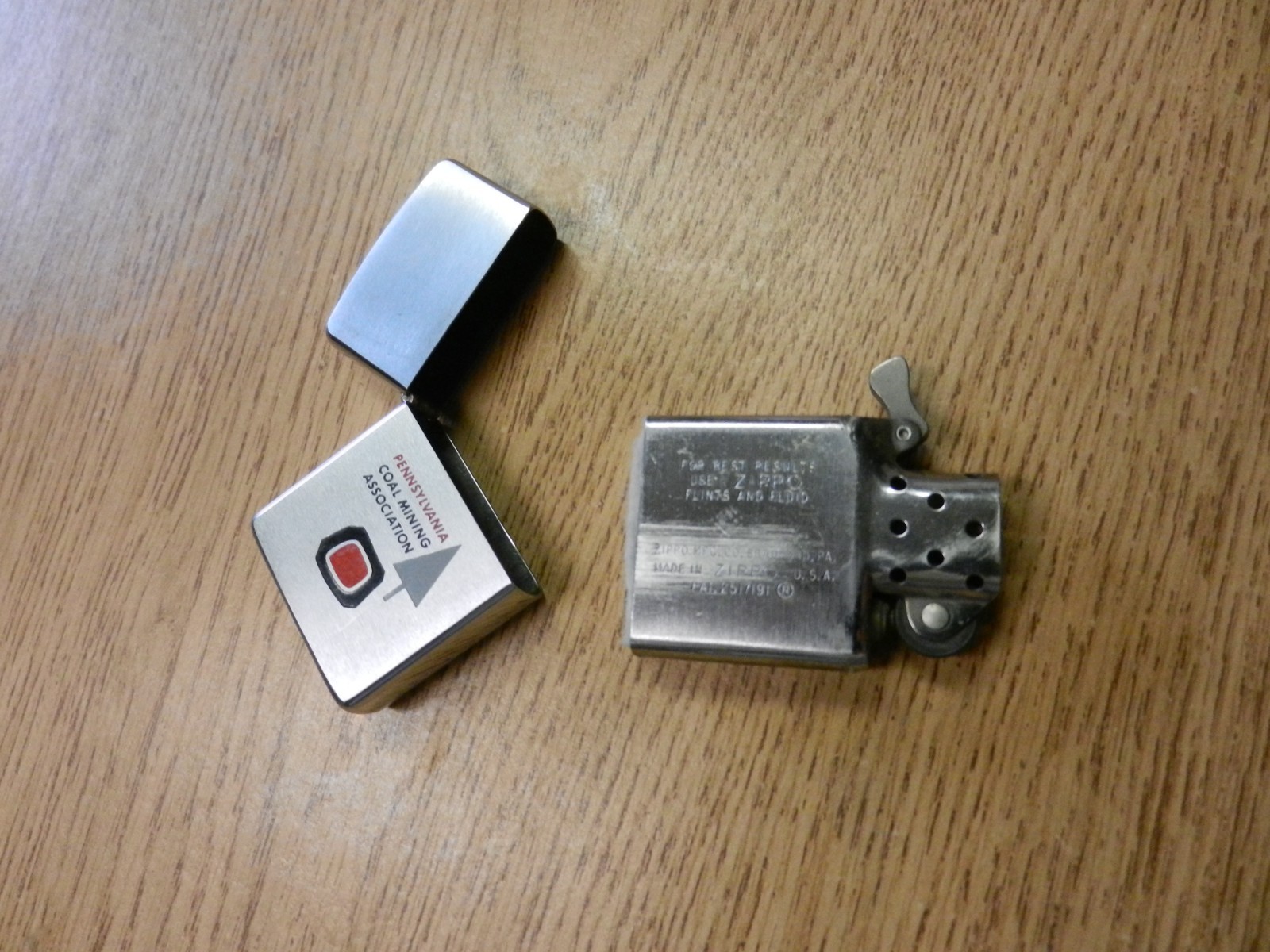 1966 Zippo Brushed Chrome Lighter PennsylvaniaCoal Mining Association Etched Ex.