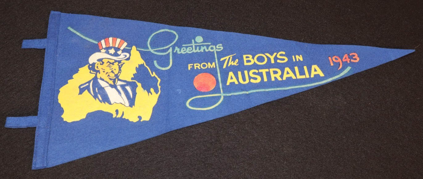 WWII Australian Souvenir Pennant Greetings from The Boys in Australia 1943 Felt