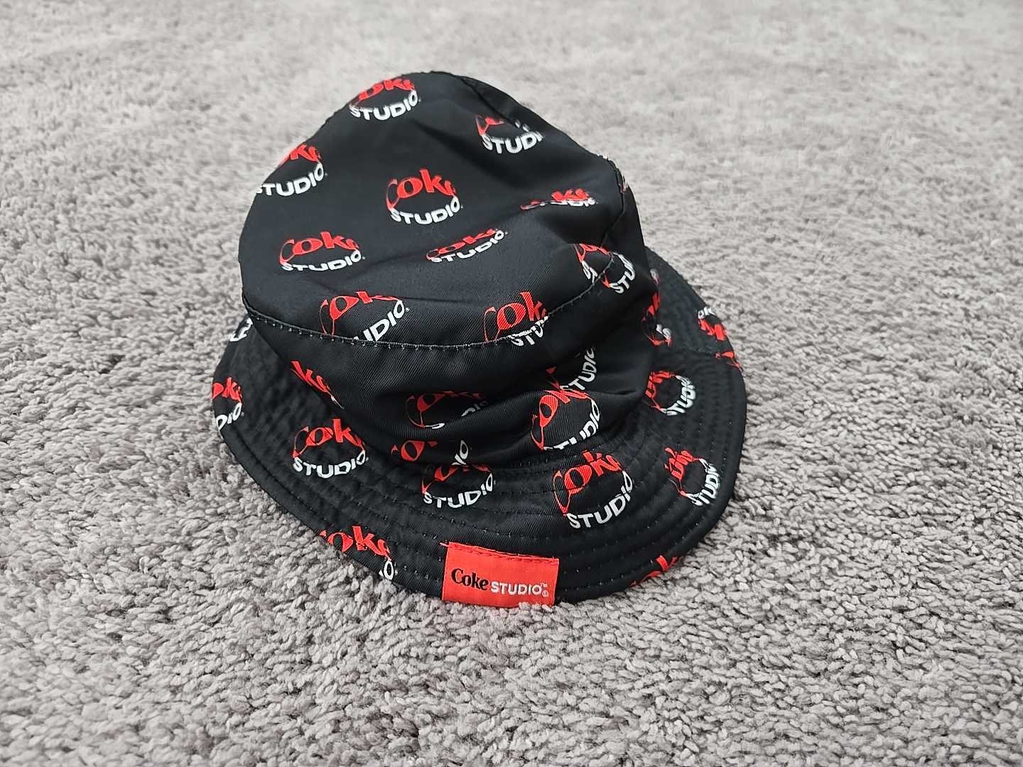 Coca Cola Coke Studio Bucket Hat Mens OS Black Logo Allover Print Reversible