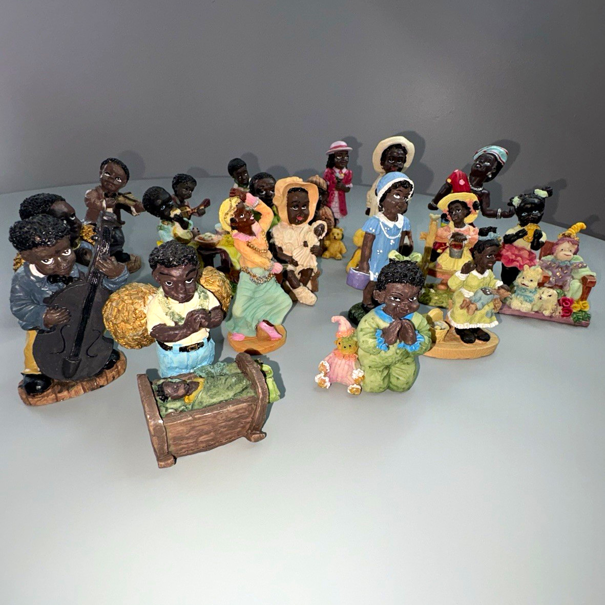 Lot of 20 Vintage African American Resin Figurines - Black Americana Folk Art St
