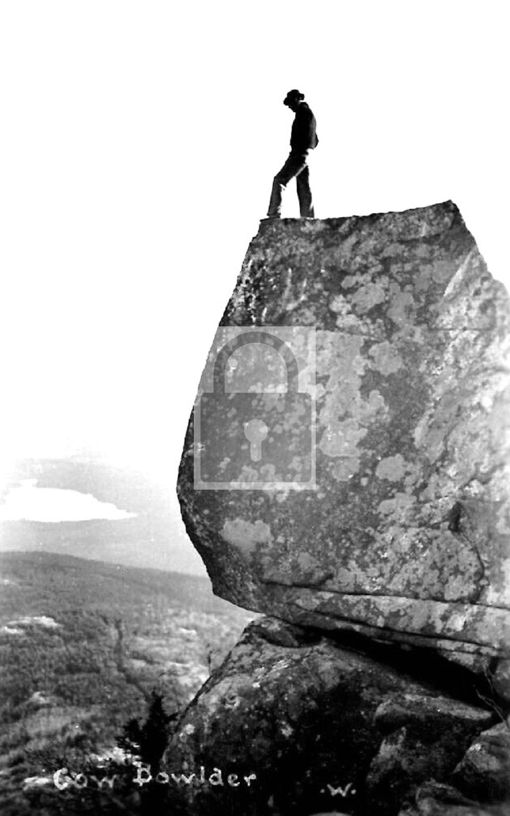 Man On Cow Rock Boulder Mount Chocorua New Hampshire NH - Reprint