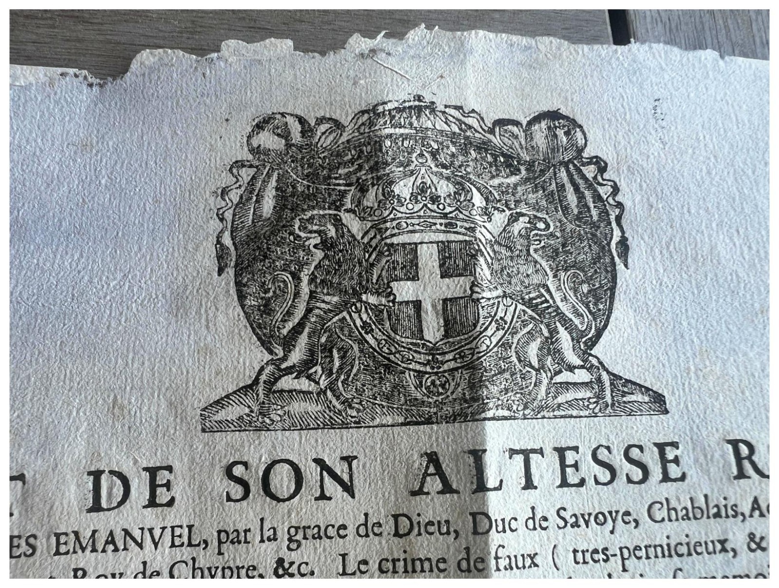 1688 RARE GENUINE DOCUMENT SAVOY 17th LAID PAPER ORIGINAL ITALIAN STATES POSTER