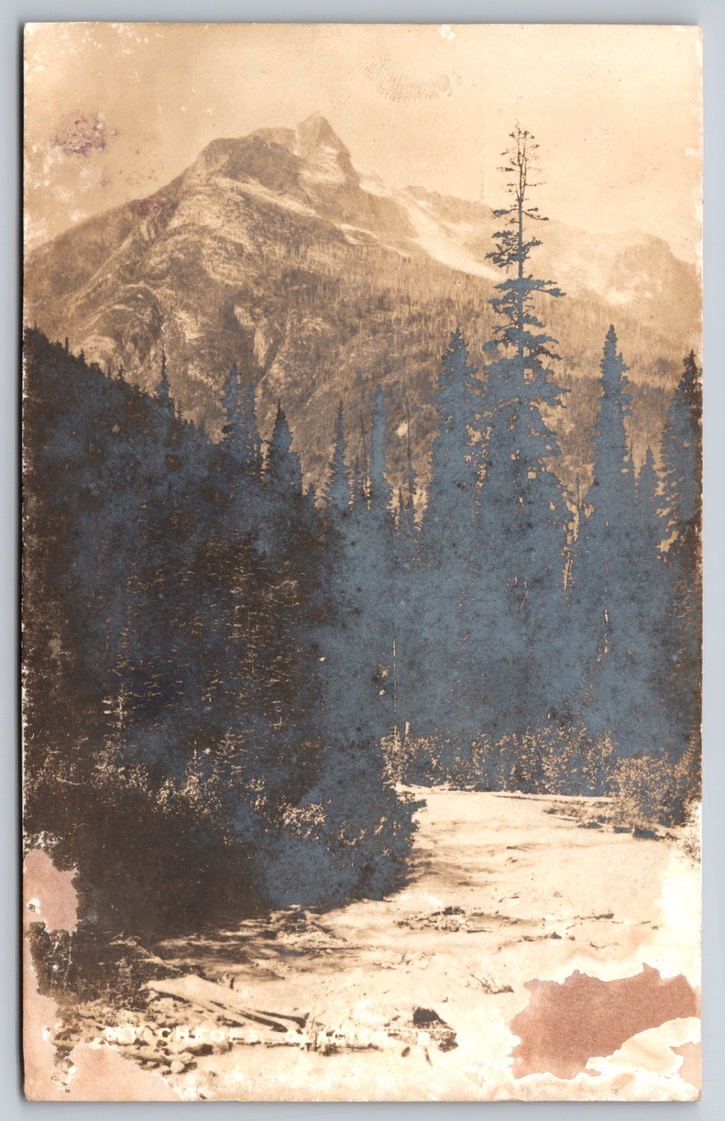 Rugged Mountain Peak in Glacier British Columbia Canadian Rockies S H Baker RPPC