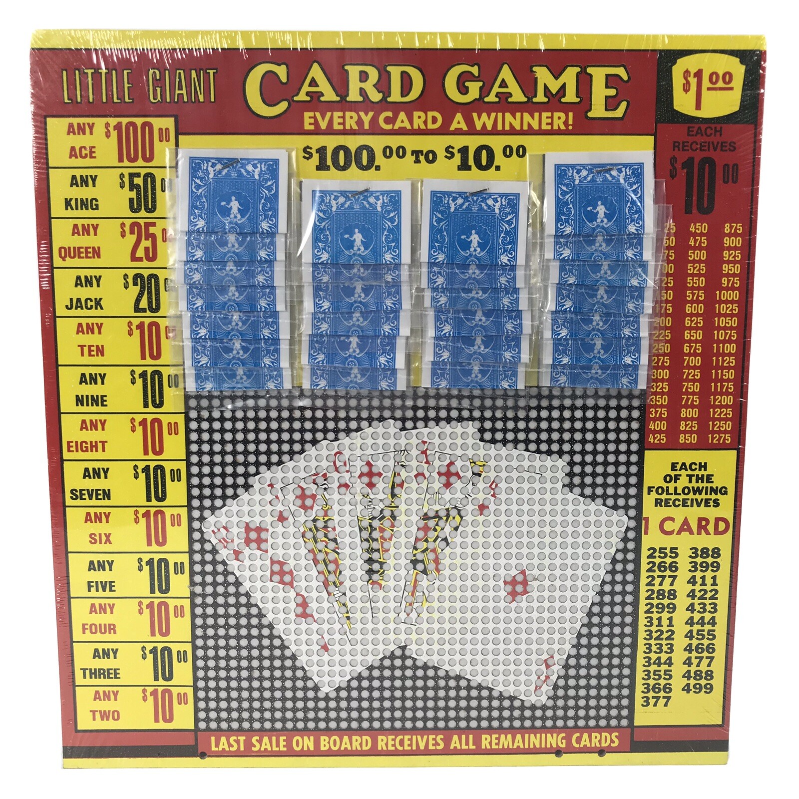 $1.00 LITTLE GIANT CARD Punch Card Money GAME Board Raffle Gambling 1280 Hole