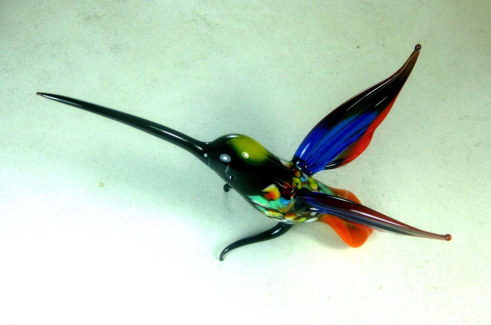 Hand blown glass animal bird Hummingbird murano style art figurine blue 5.2 Hand blown glass animal bird Hummingbird murano style art figurine blue 5.2