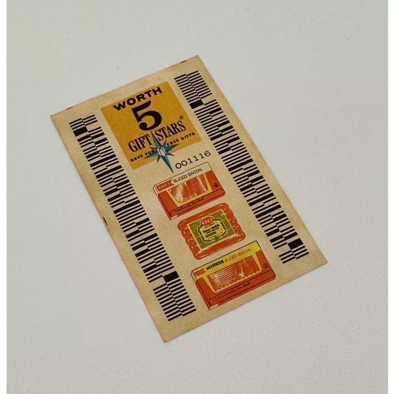 Vintage Coupon Gift Stars Krey Bacon Ephemera Retro Kitchen Grocery Store Prop