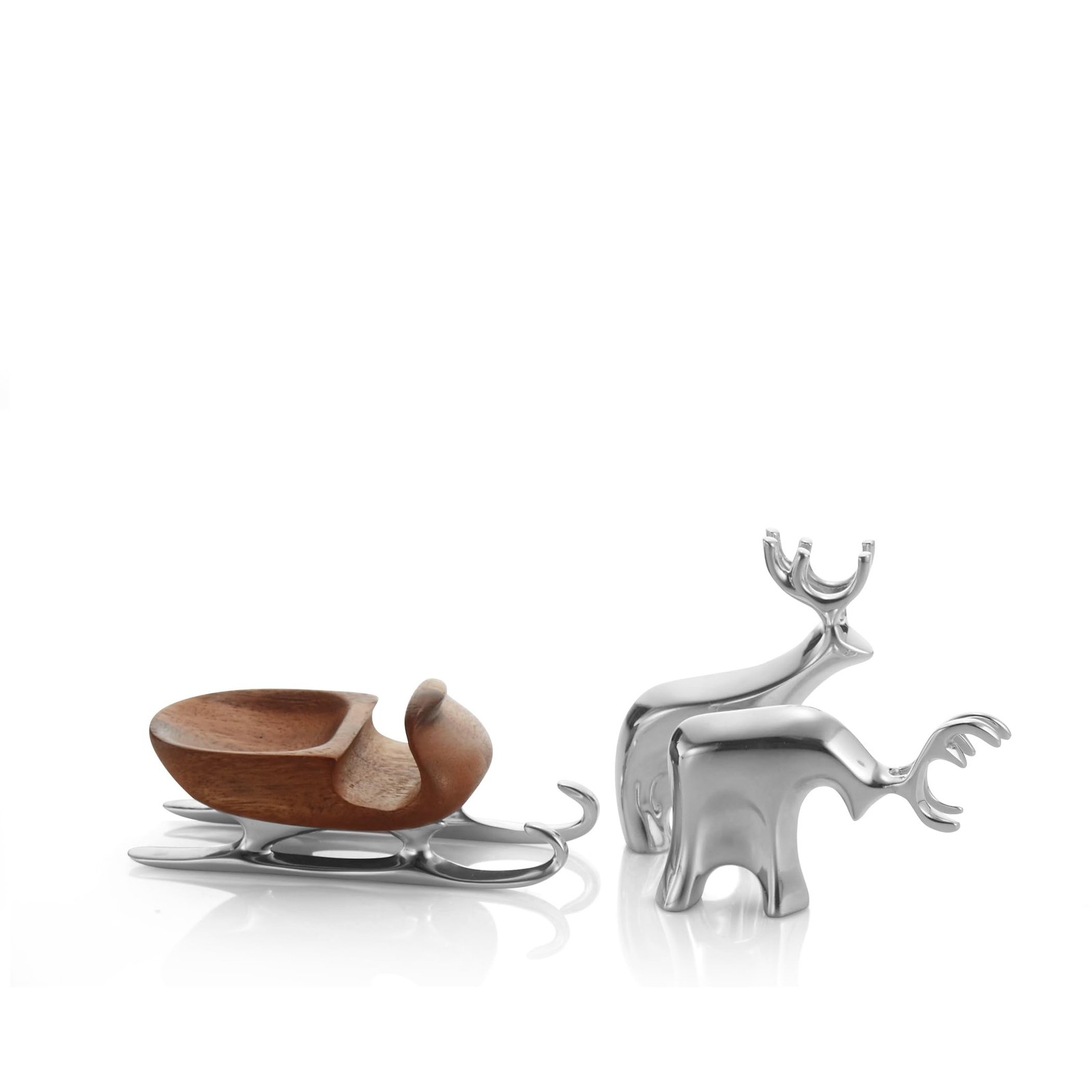 Nambe Miniature Reindeer and Sleigh Set MT1188