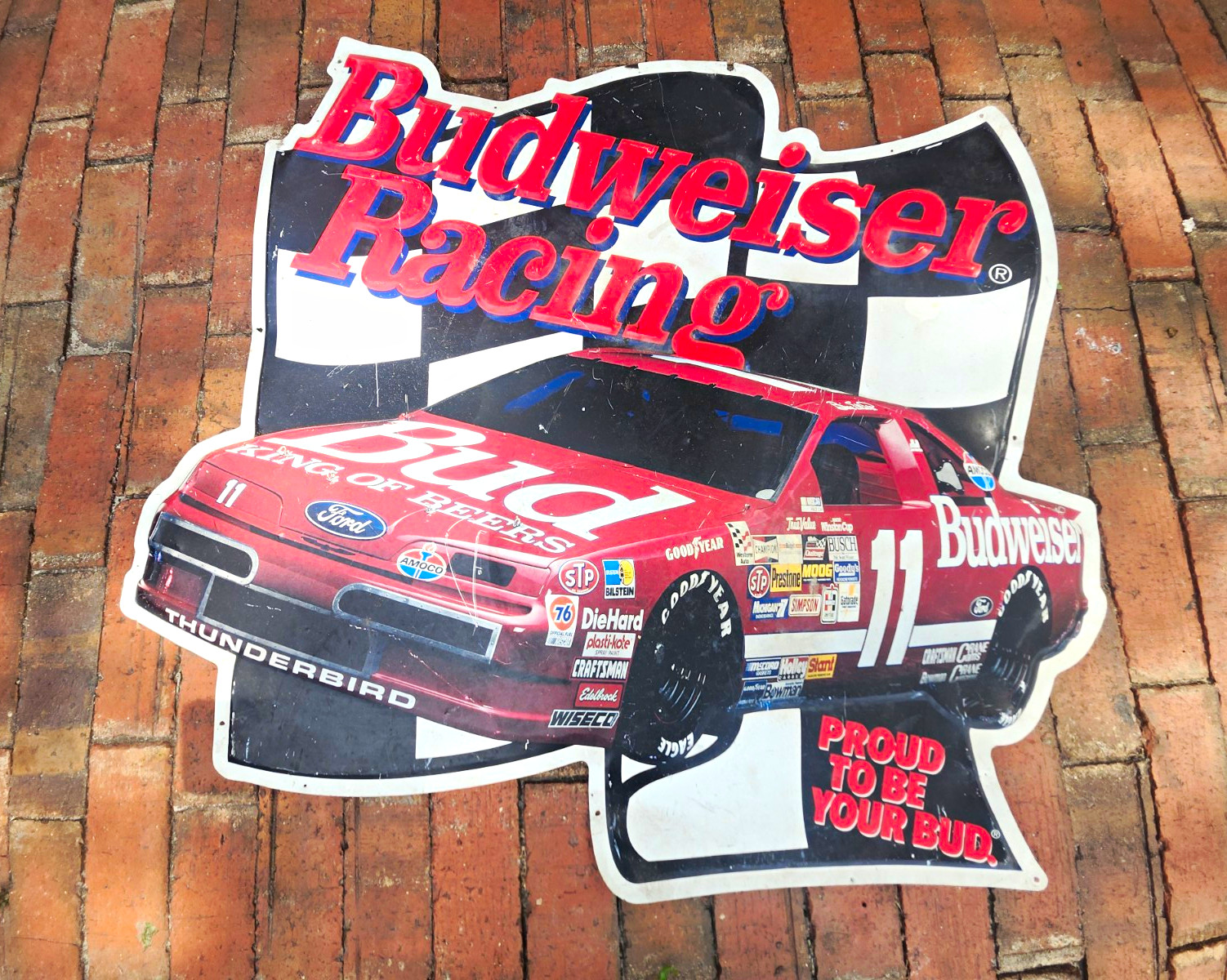 Budweiser Racing Die-Cut NASCAR Car Sign \