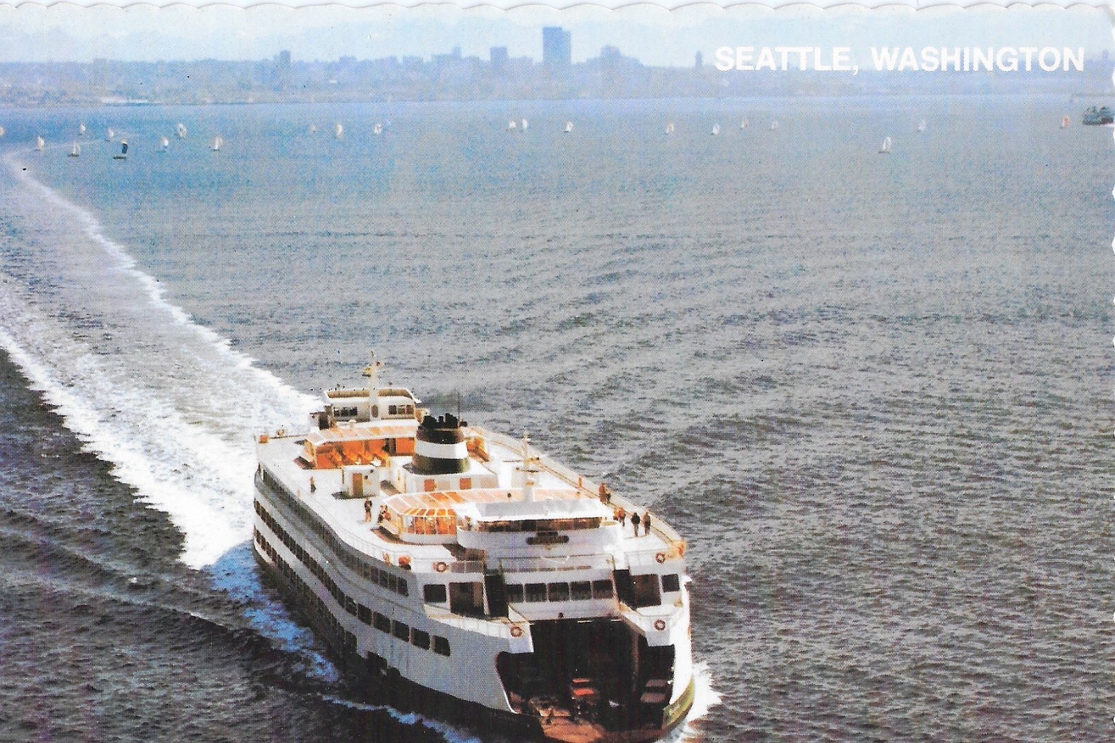 Jumbo Ferry On Water, 2000 People Capacity -Seattle Washington, WA Postcard