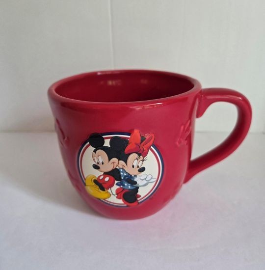 Disney Mickey Minnie Mouse Red Embossed Large 3D Ceramic Coffee Mug Hallmark