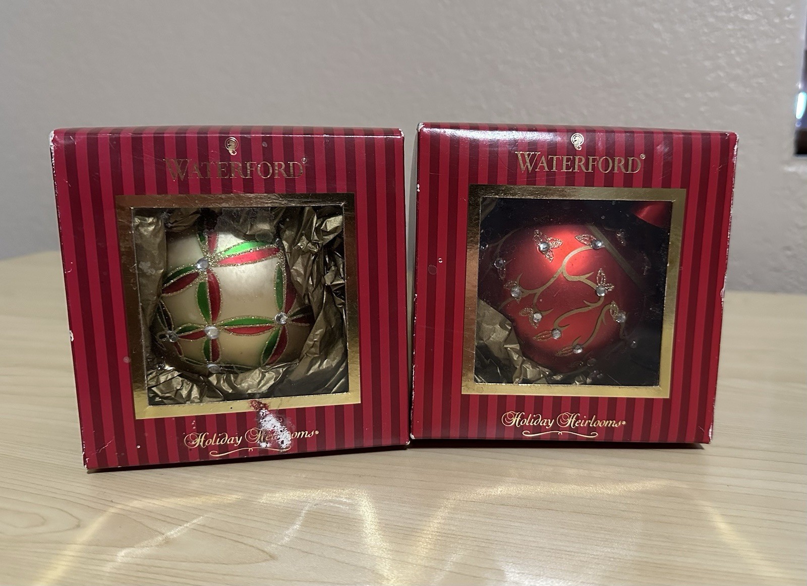 PAIR (2) Waterford Holiday Heirlooms Christmas Ornaments