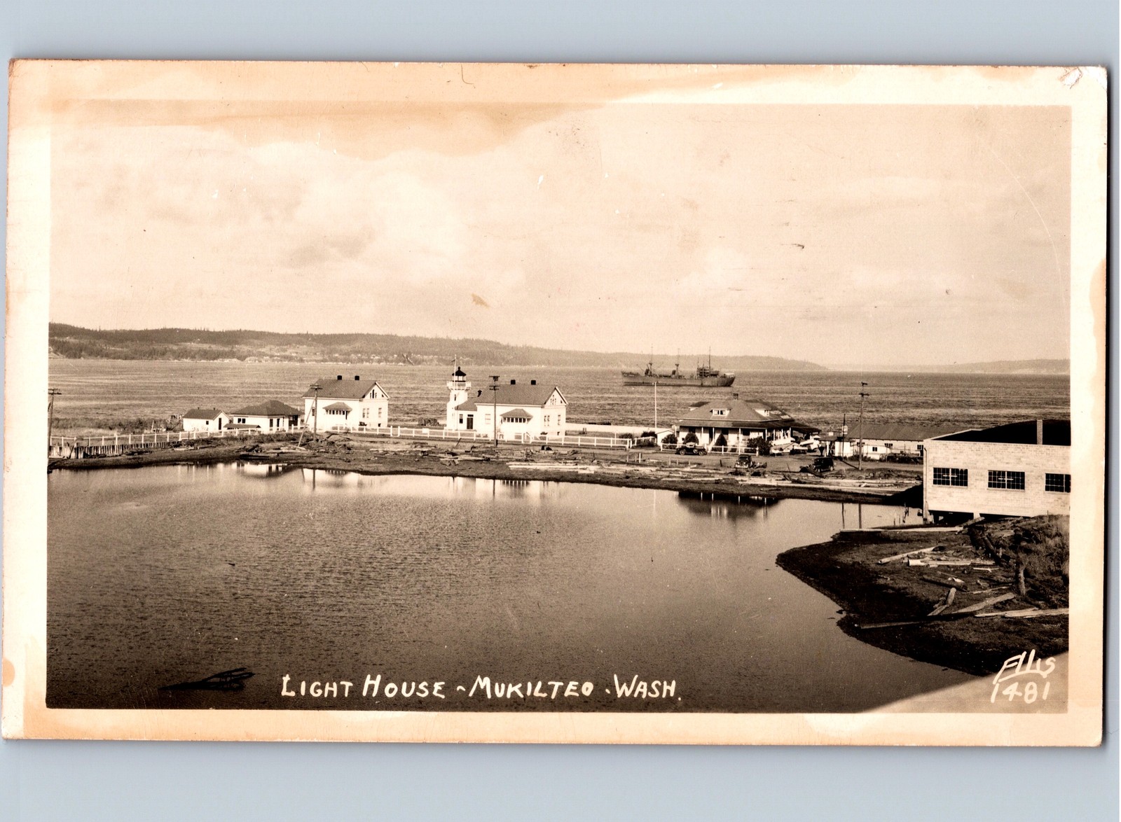 c1951 Light House & Ship Mukilteo Washington WA RPPC Real Photo Ellis Postcard c1951 Light House & Ship Mukilteo Washington WA RPPC Real Photo Ellis Postcard