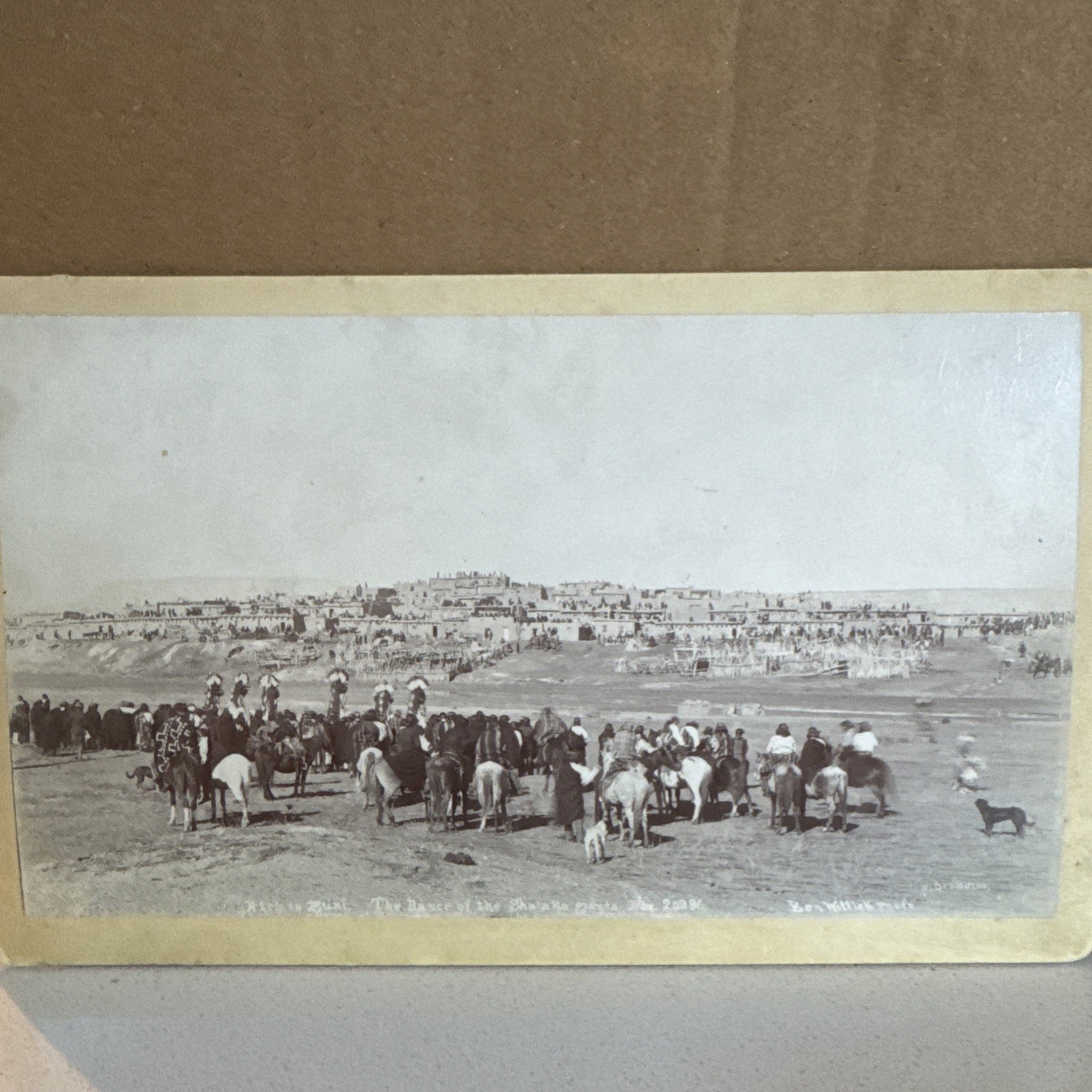 Antique Photo By Ben Wittick Zuni “The Dance Of The Shalako Giants” 7x4.5