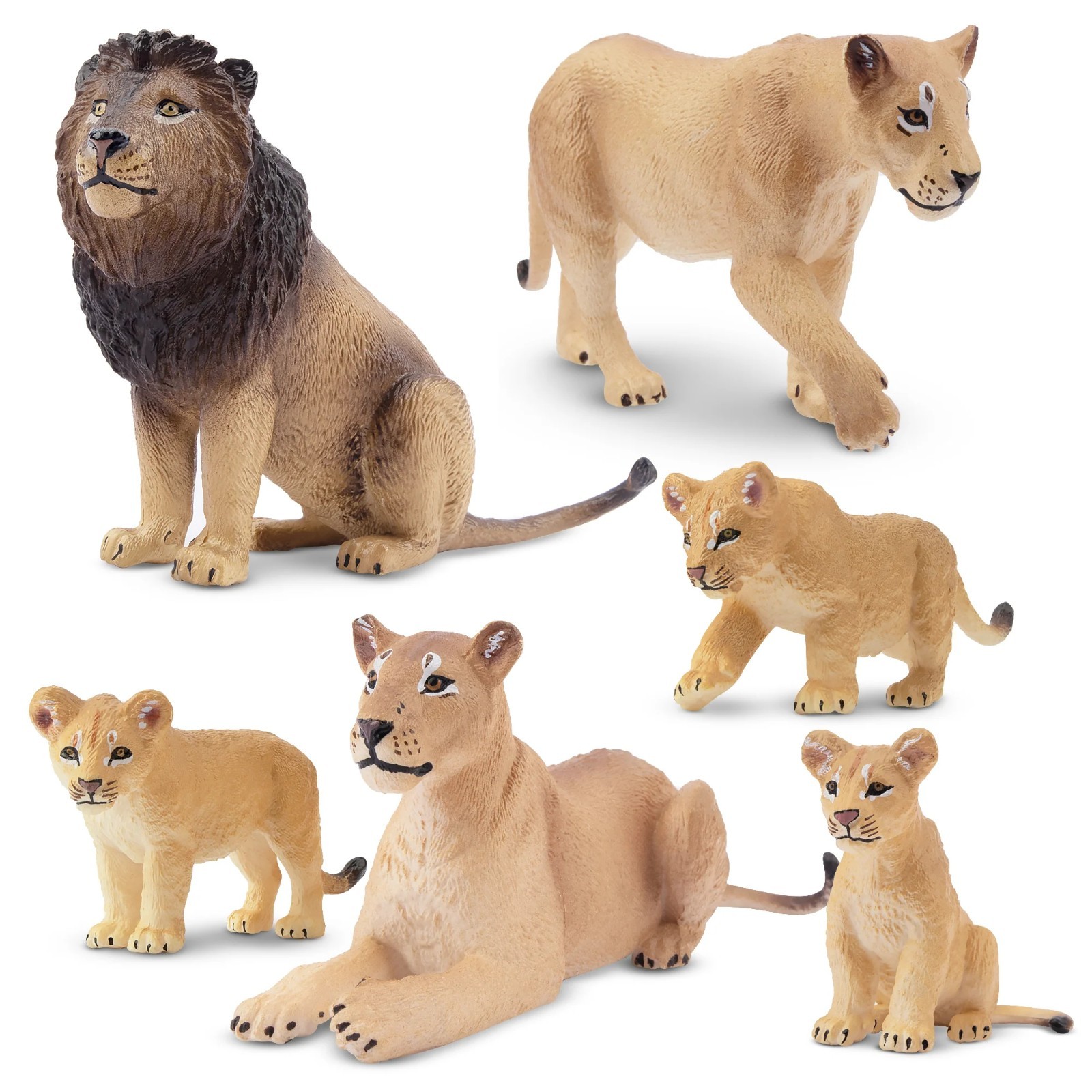 Toymany 6-pcs Lion Animal Figurine, Realistic, Collectible Hand-painted  Toy Set