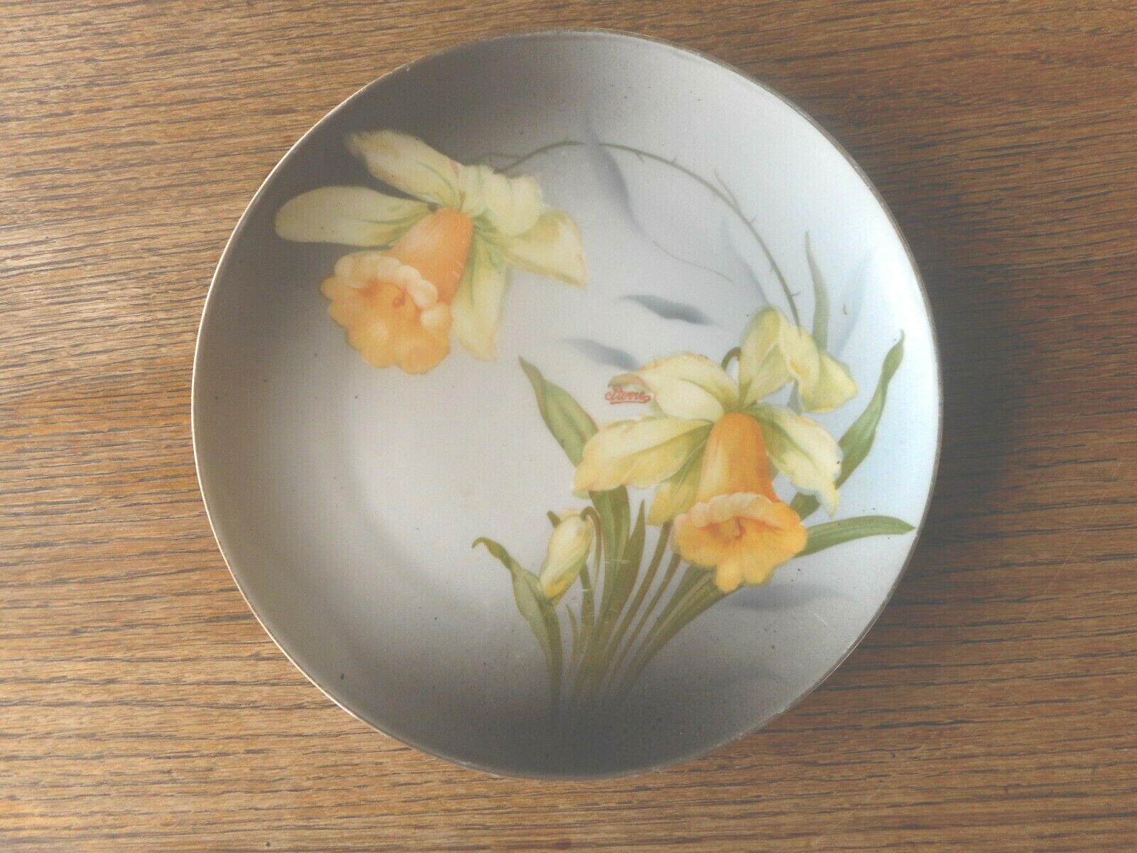 Pierre SD Hand Painted Bavaria Plate Yellow Daffodils Vintage Flowers PSAG 