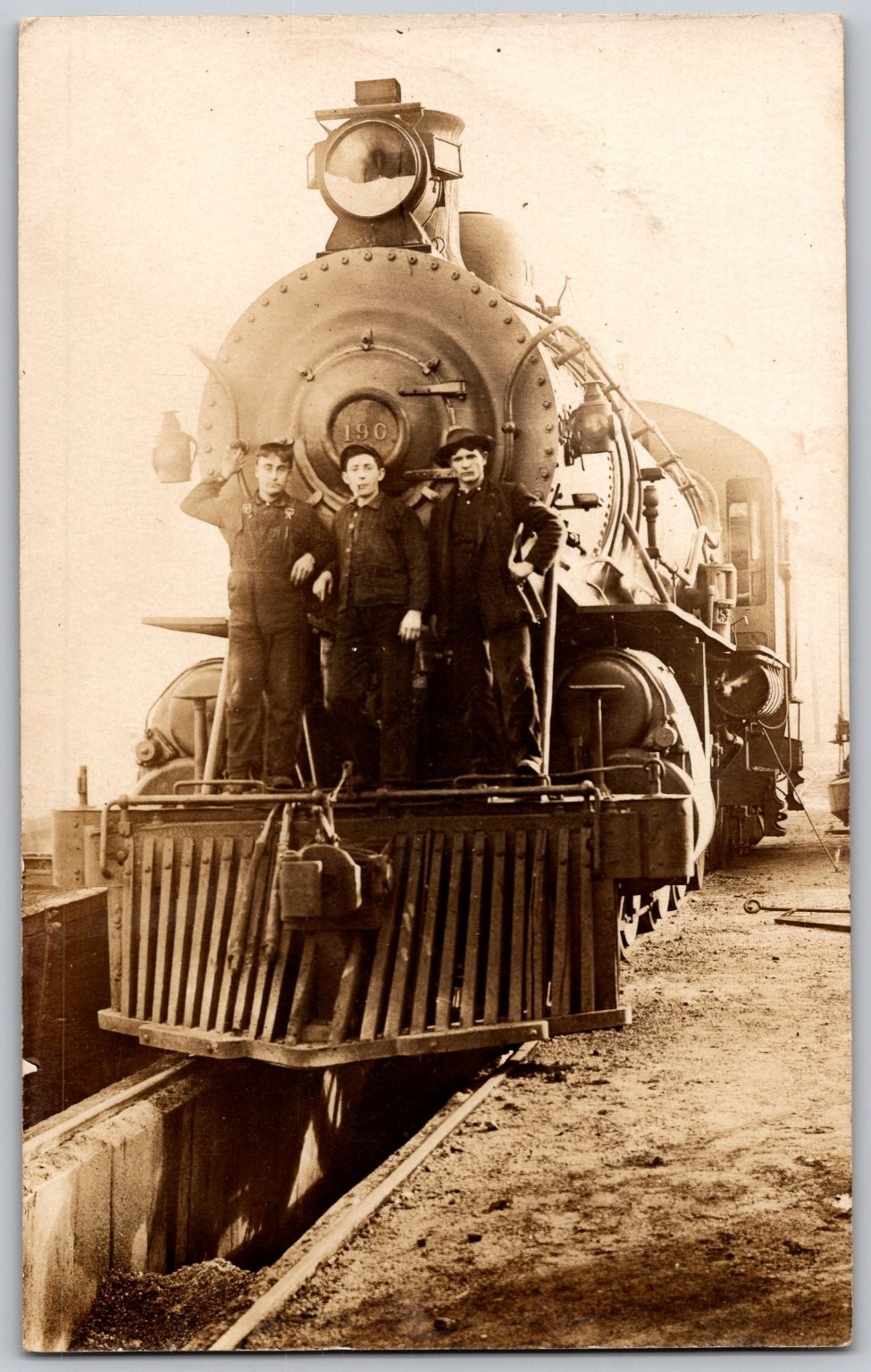 RPPC Steam Train Locomotive 1903 Railroad Workers Engineers Antique Postcard