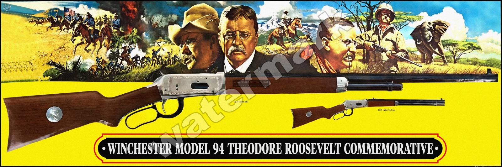 Winchester Model 94 Roosevelt Commemorative Metal Sign 2 Sizes to Choose From