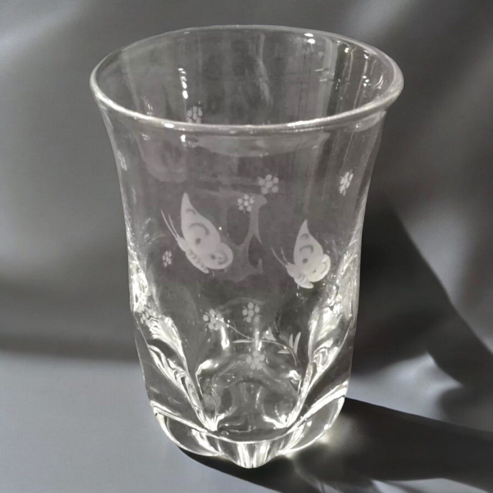Orrefors Crystal Art Glass Buttefly Etched Vase 6.5\