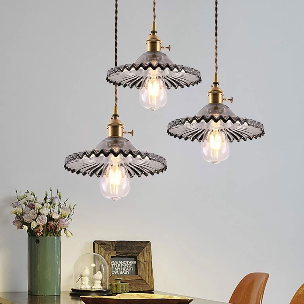 Vintage 3-Lights Chandelier Industrial Hanging Glass Pendant Light Ceiling Lamps