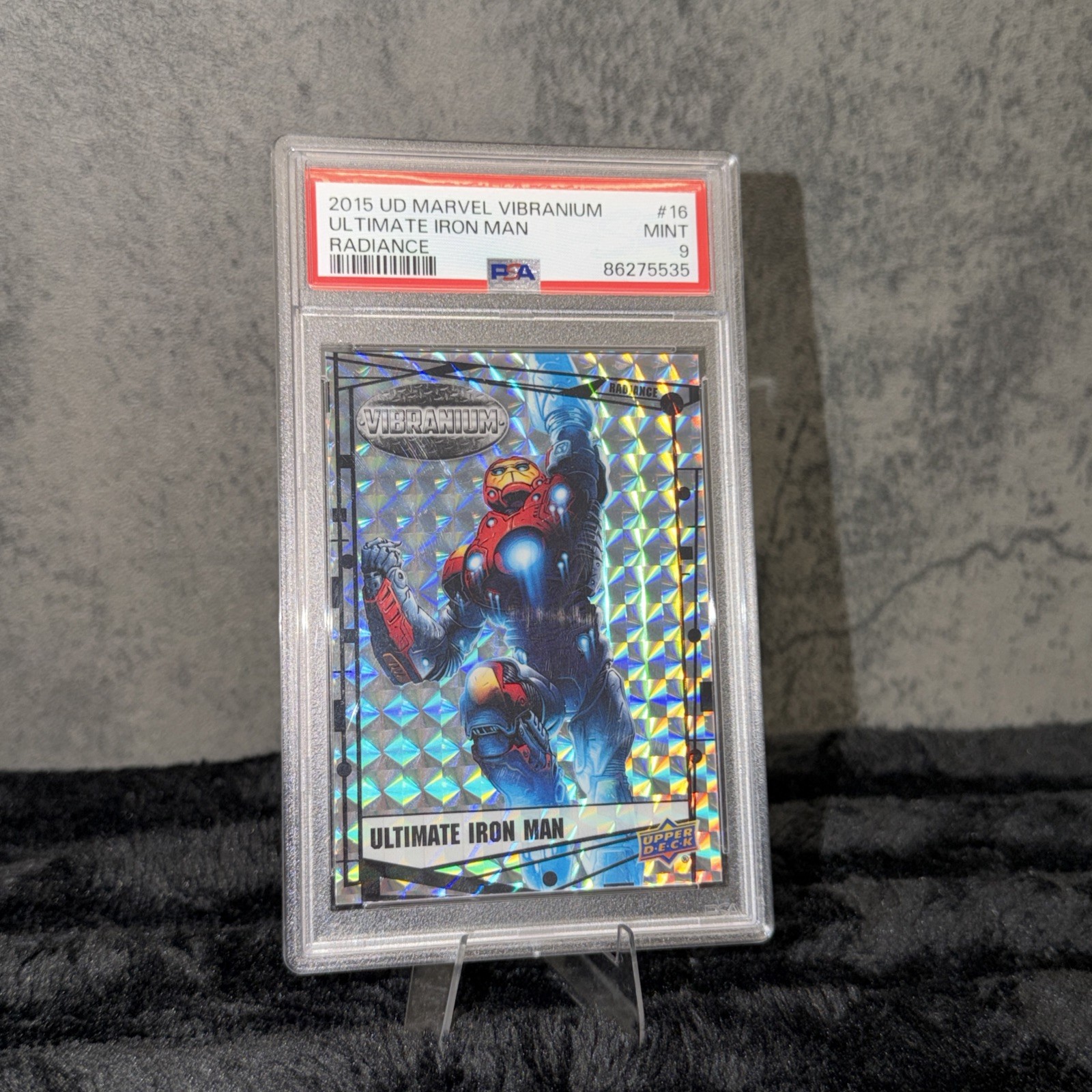 2015 Marvel Vibranium Radiance /50  #16 ULTIMATE IRON MAN PSA 9 LOW POP