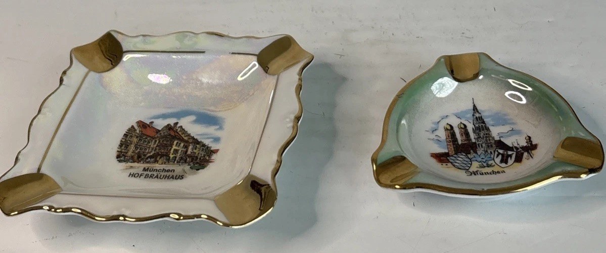 Vintage Munich Germany Porcelain Ashtray Lot Hofbräuhaus Schumann Bavaria