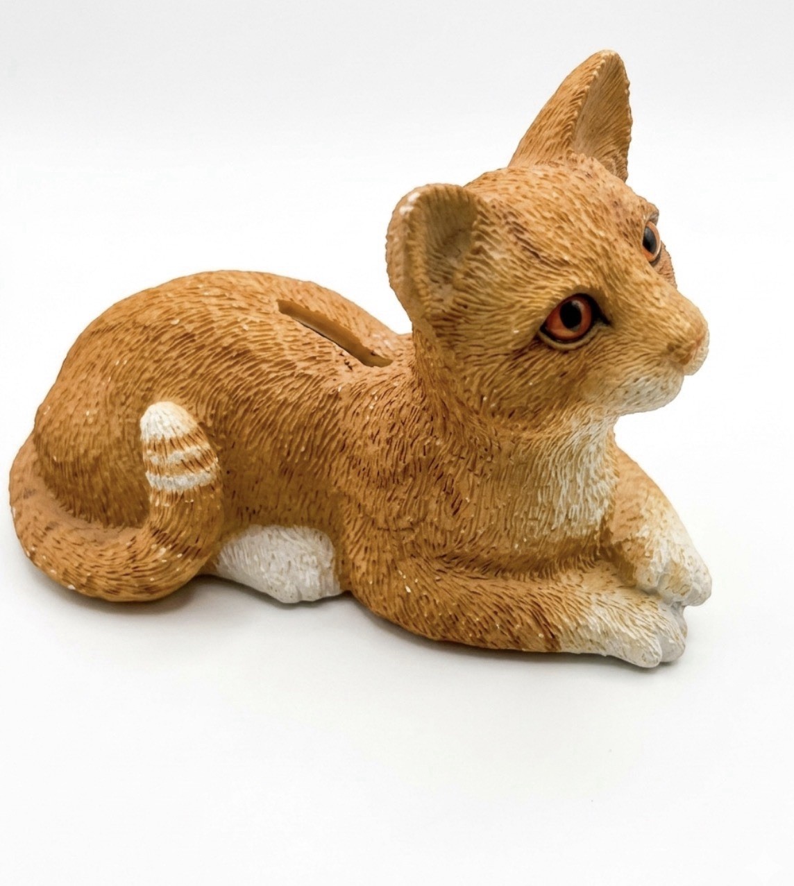 Vtg 1989 Sandicast BMA Dime Bank Orange Cat Piggy Bank By Artist Sandra Bruce