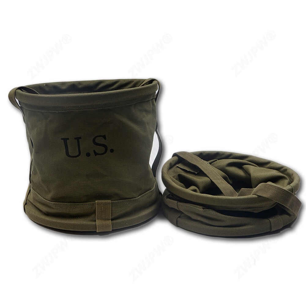 Replica US Portable Military Canvas Bucket Folding Water Storage Vessel Green