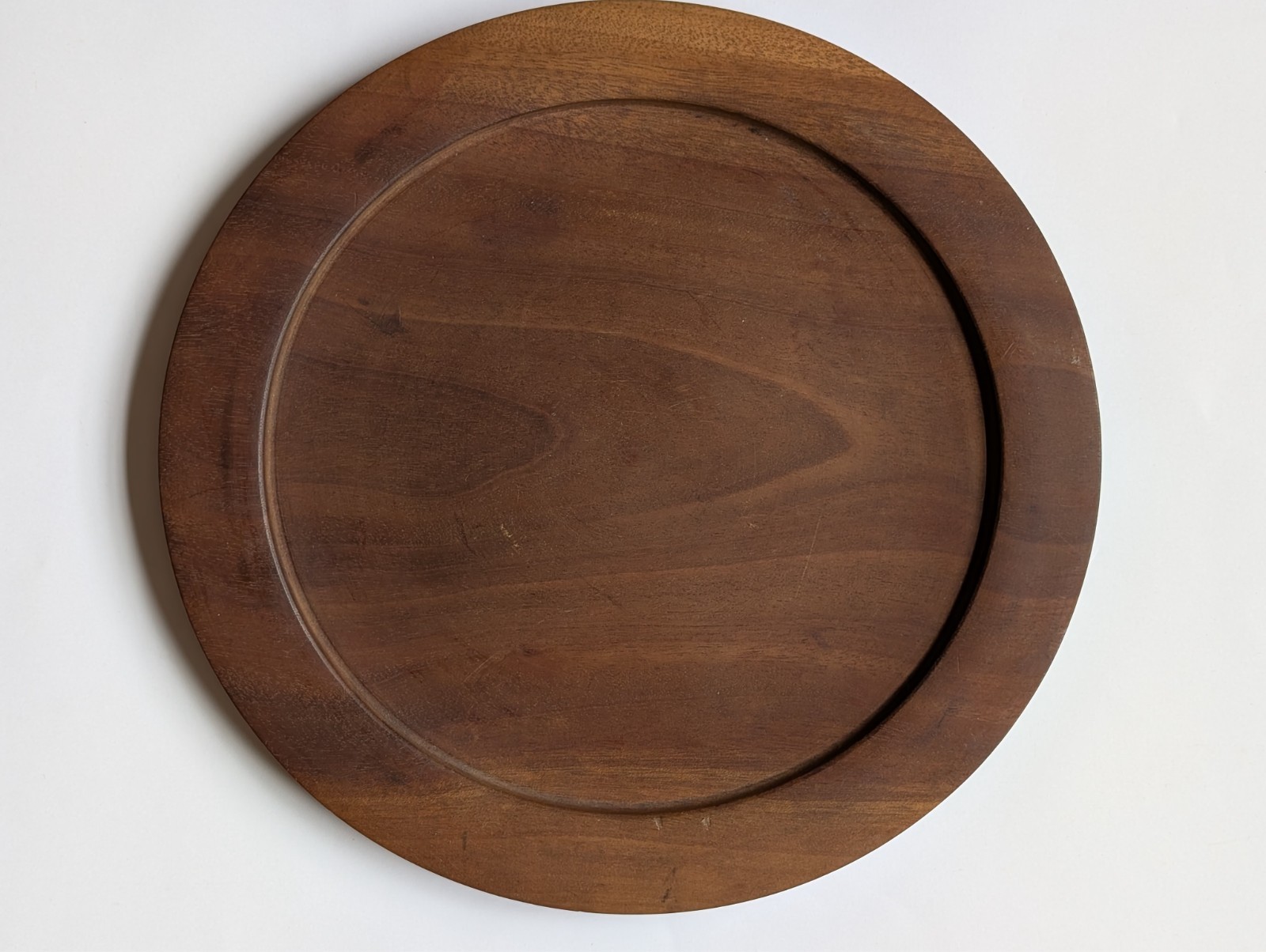 Old Solid Walnut Wood Tray or Charge Plate 9.5” 