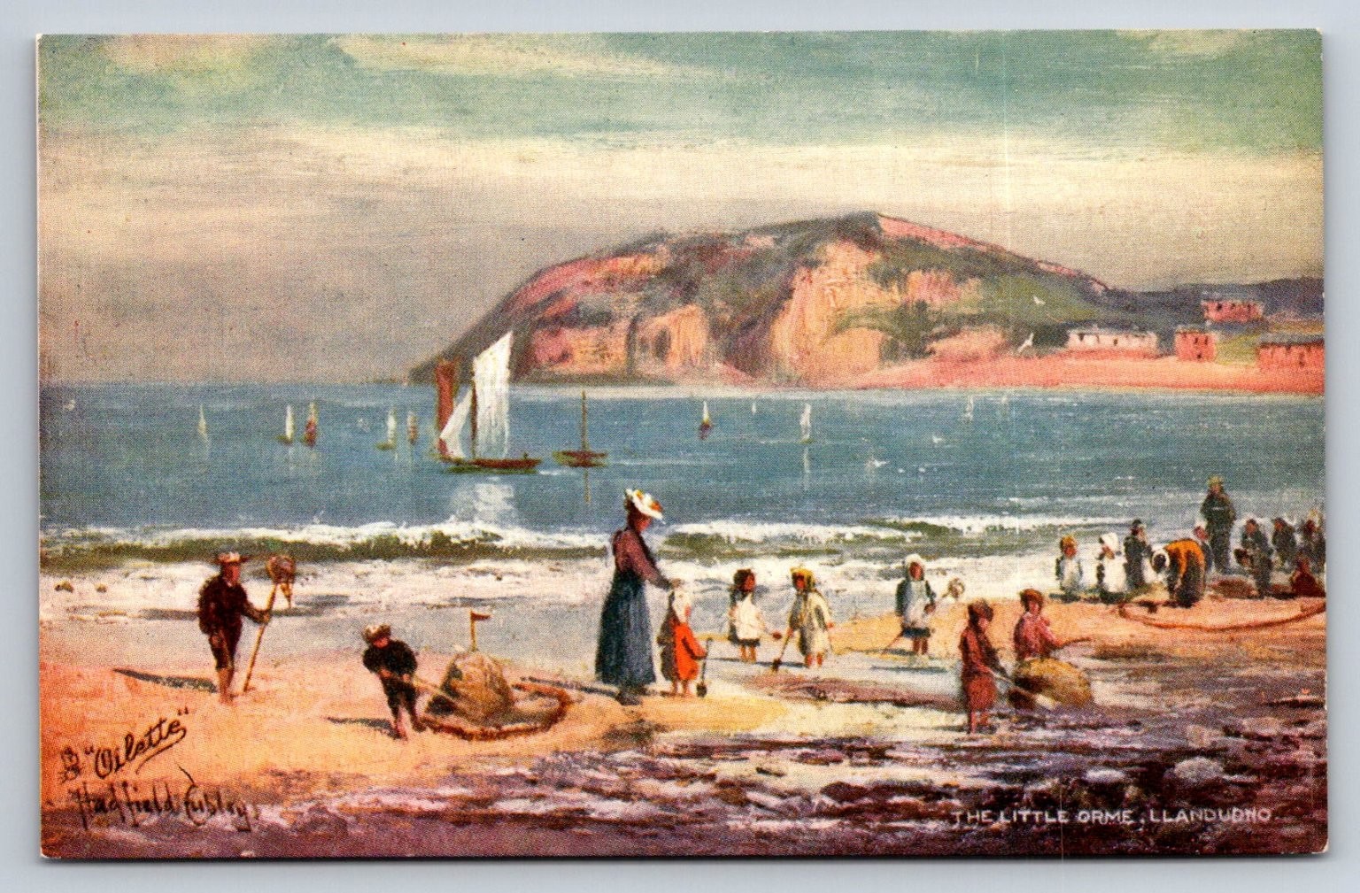 Vintage Llandudno Little Orme Beach Raphael Tuck Oilette Postcard Wales