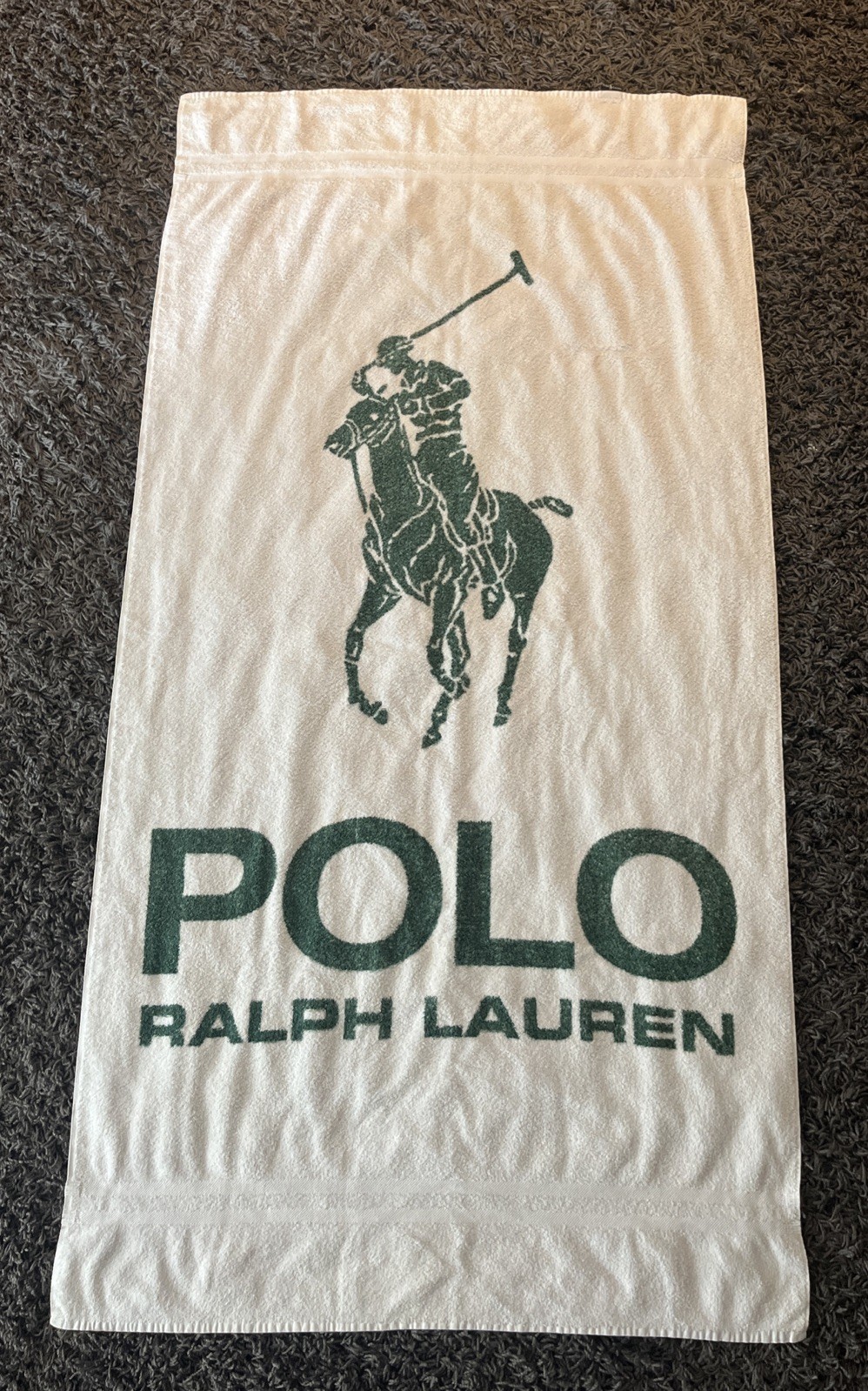 Vintage 90s Ralph Lauren Polo Horse Bath Spa Beach Towel Cotton USA 34x67