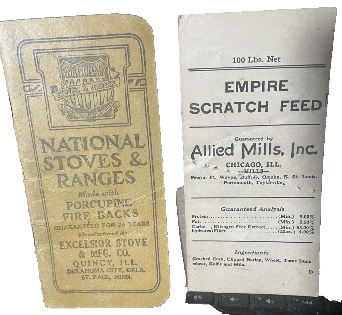 National Stoves & Ranges Vtg booklet Porcupine Fire Backs Excelsior Quincy IL