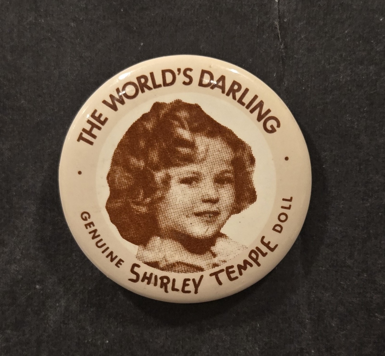 1930s Shirley Temple Doll Pinback Button The World's Darling Child Star
