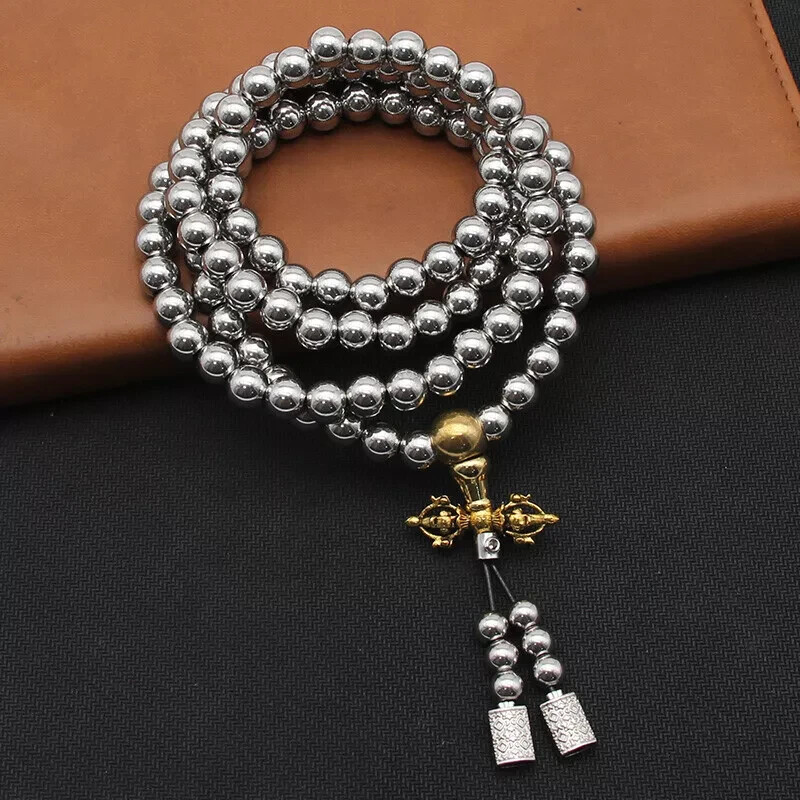 108 Destiny Nepal Prayer Buddism Bead Mala Stainless Steel Feng Shui Necklace 108 Destiny Nepal Prayer Buddism Bead Mala Stainless Steel Feng Shui Necklace
