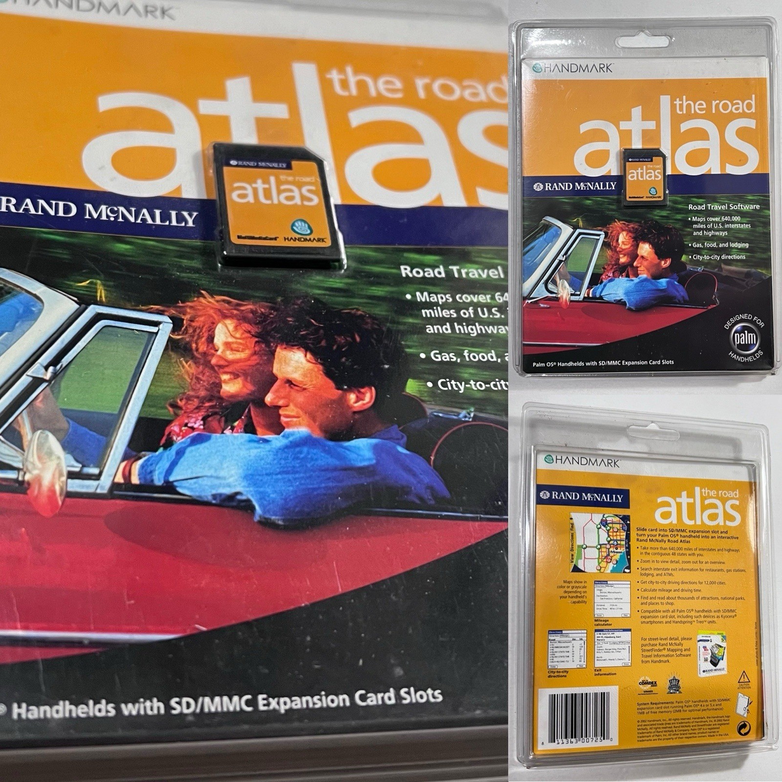 2002 Rand McNally Road Atlas Travel SD Card Palm OS Handhelds Sealed New Package