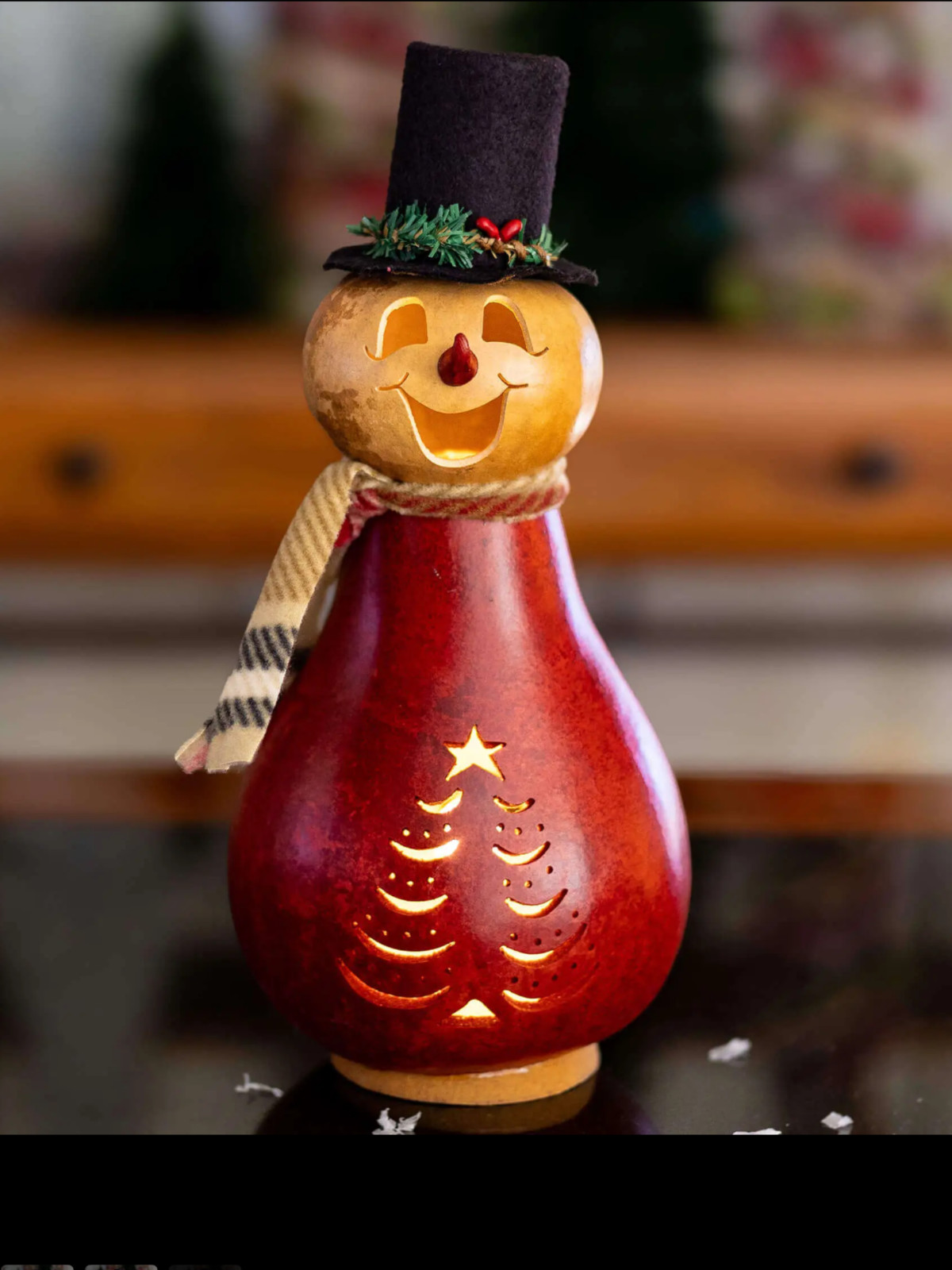 Christmas Handcrafted Snowman guard luminary-Joel lights up