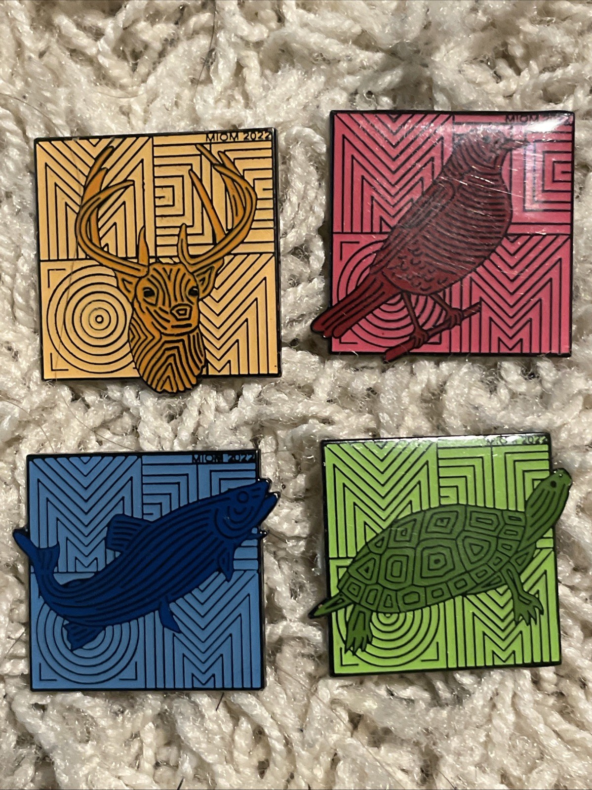 Om Pin Set Of 4 Animal Pins From 2022 Michigan ODDYSSEY Of The Mind 4 Cool Pins