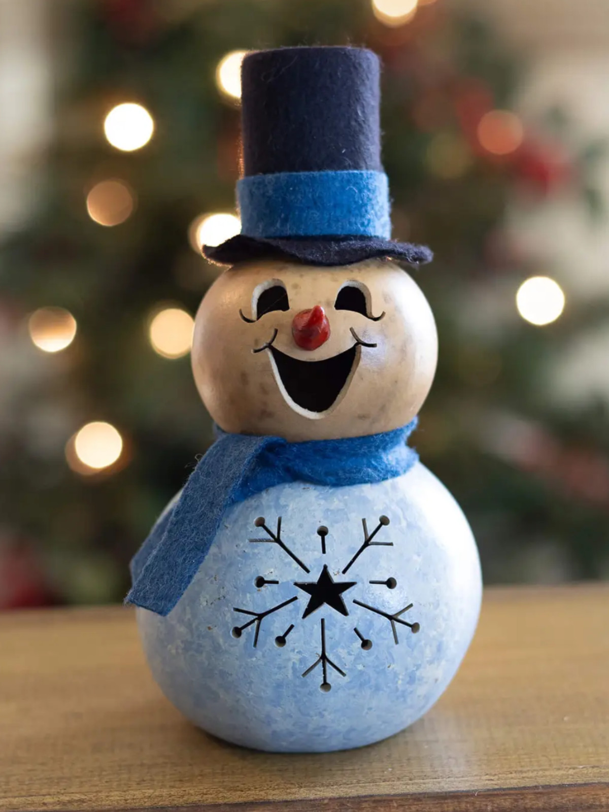 Christmas handcrafted snowman gourd-Gabriel- Lights up
