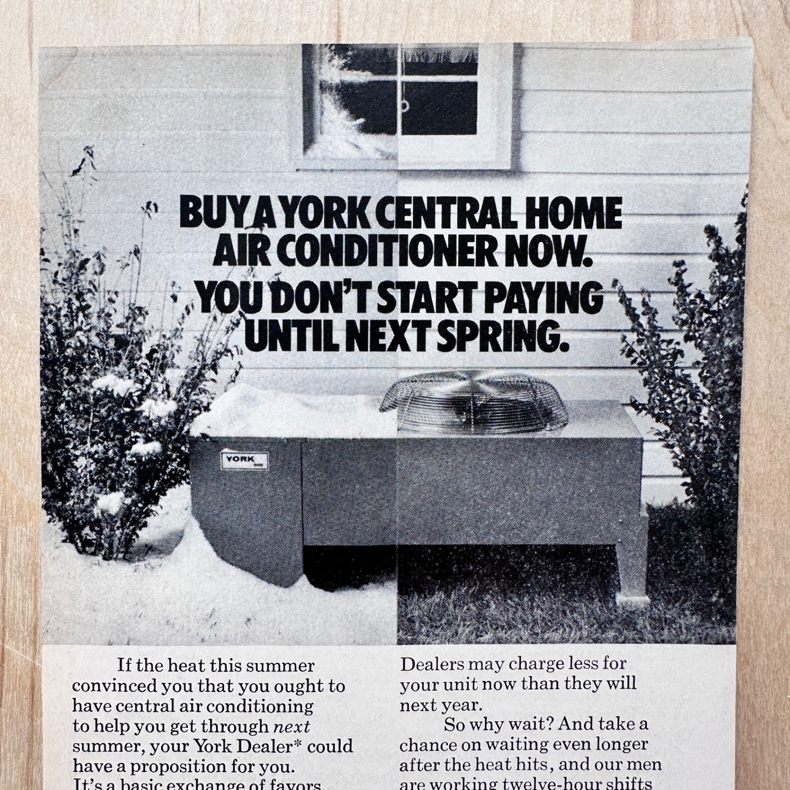 1972 York Central Home Air Conditioning Vintage Print Ad HVAC Borg Warner