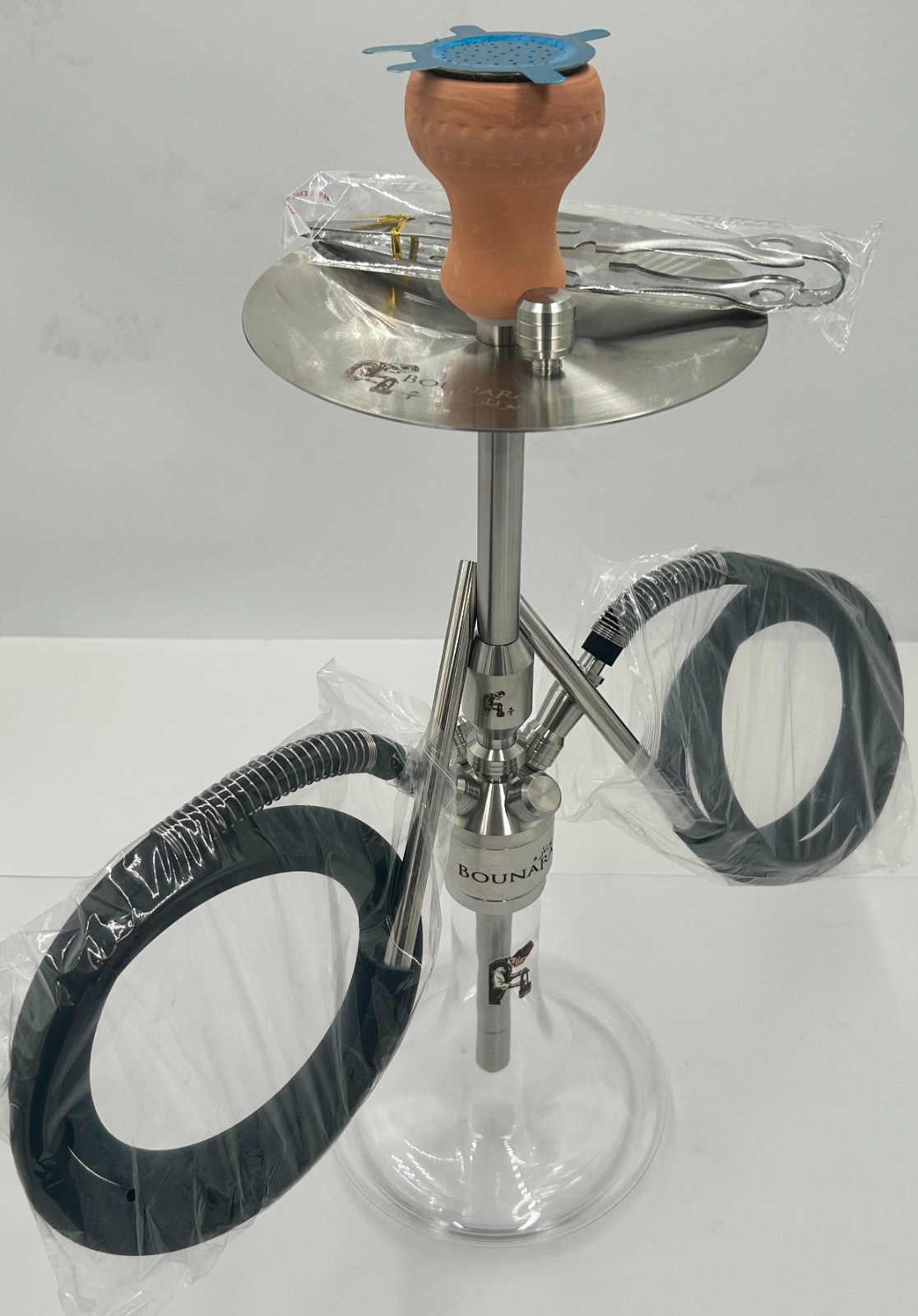 Hookah Shisha. Heavy Duty Stainless Steel Complete, double hose, 25” tall