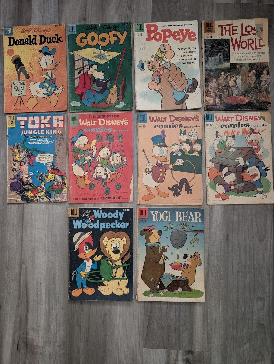 Vintage Dell Comics Lot Disney Donald Duck Goofy Yogi Bear Popeye Turok 1950s 60