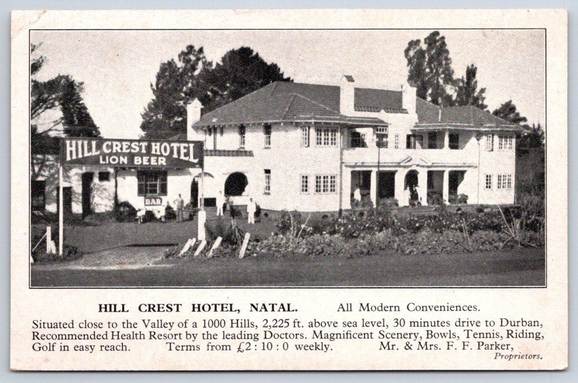Antique South Africa Postcard HILLCREST Natal Hotel RPPC