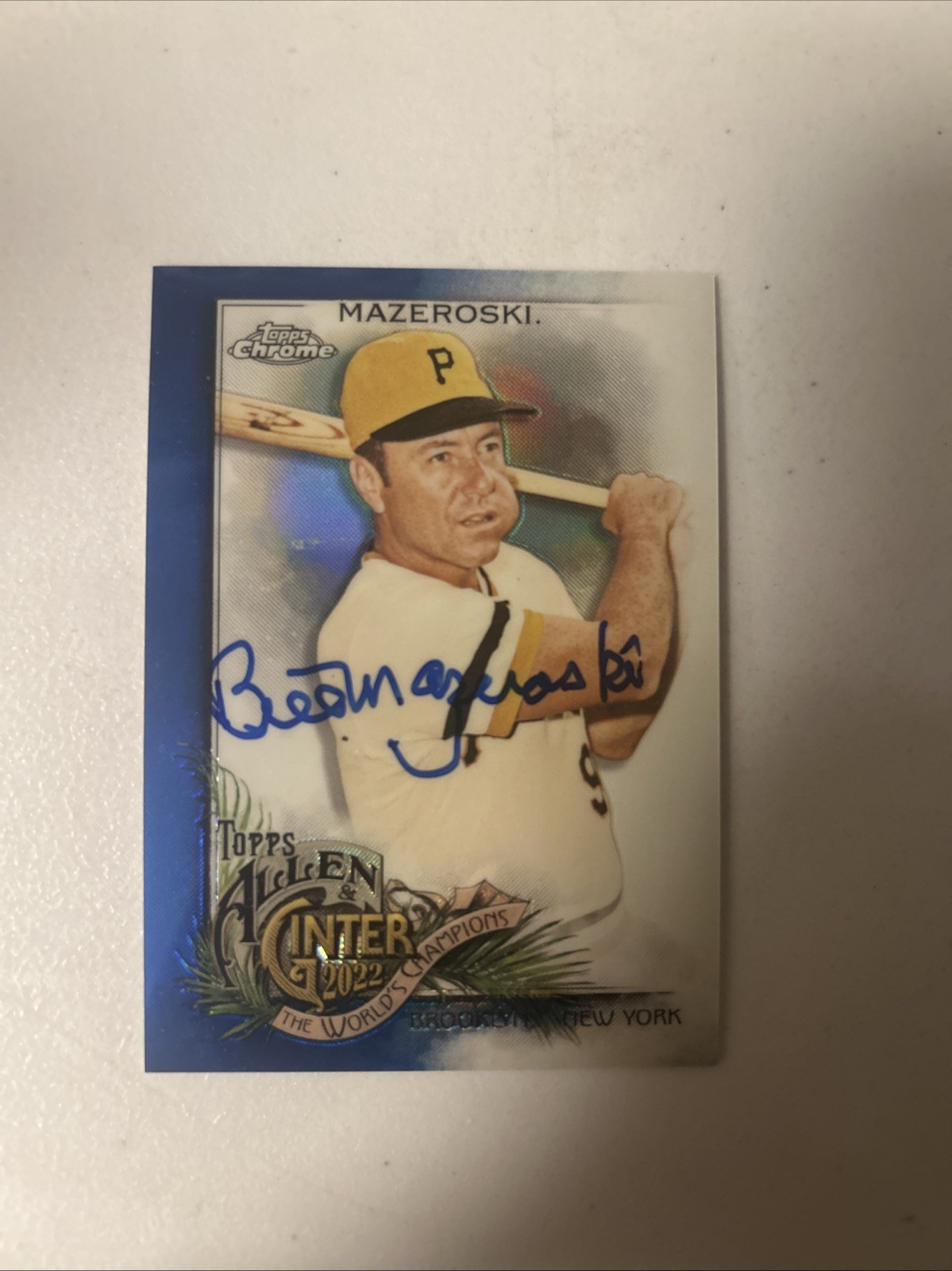 Bill Mazeroski AUTOGRAPH 2022 Allen & Ginter Topps Chrome Blue Refractor /150 #6