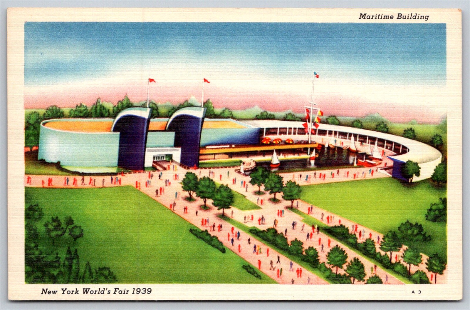 NY Worlds Fair 1939 Linen Postcard Maritime Building